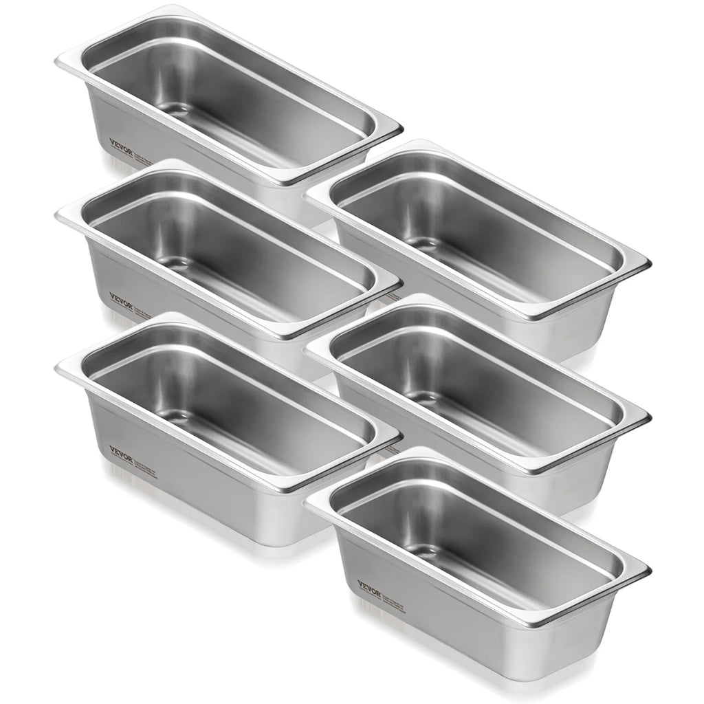 6 Pack Buffet Chafing Dishes 3.8L Gastronorm Pans Steam Table Pans Tray Stainless Steel Food Container for Party BBQ