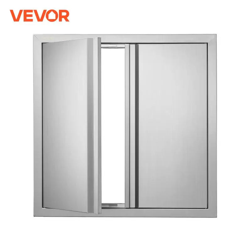 24W x 24H In Double Stainless Steel Wall Vertical Door with Recessed Handles for BBQ Grilling Station Outside Cabinet