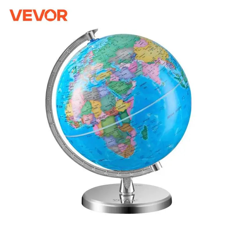 Rotating World Globe with Stand 8 in/203.2 mm Precise Time Zone ABS Material 360° Spinning for Kids Geography Education