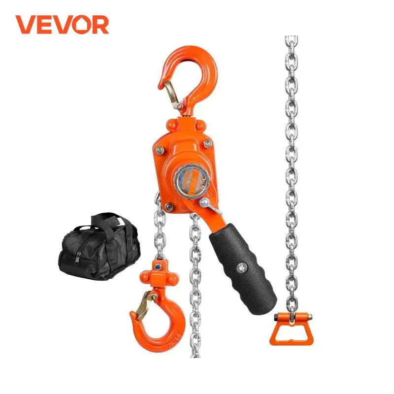 Manual Lever Chain Hoist, 1/4 / 1/2 Ton Capacity Come Along, G80 Galvanized Carbon Steel with Weston Double-Pawl Brake