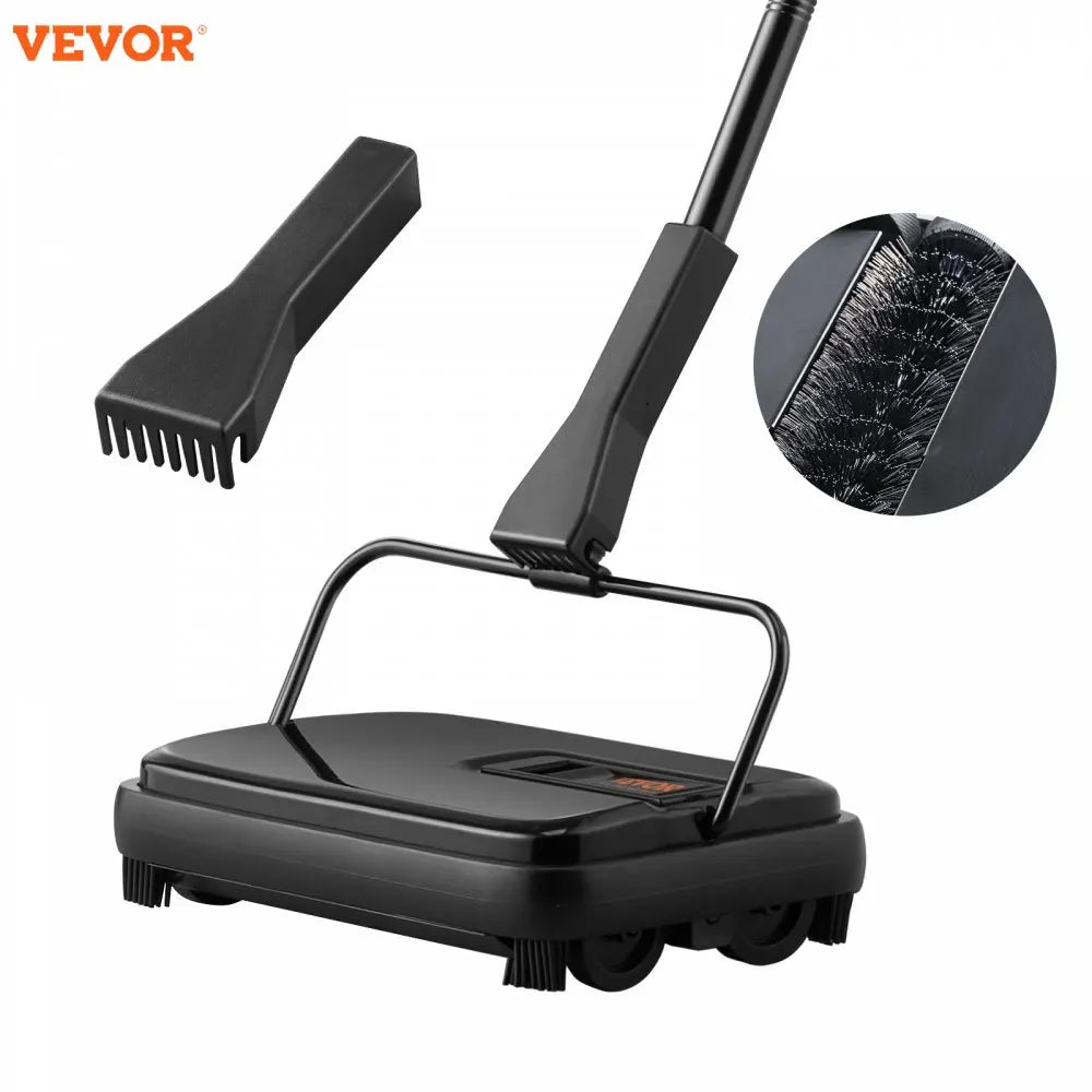 Carpet Sweeper 7.87 in Sweeping Paths, Floor Sweeper Manual Non Electric, 300 ml Dustbin Capacity with Comb
