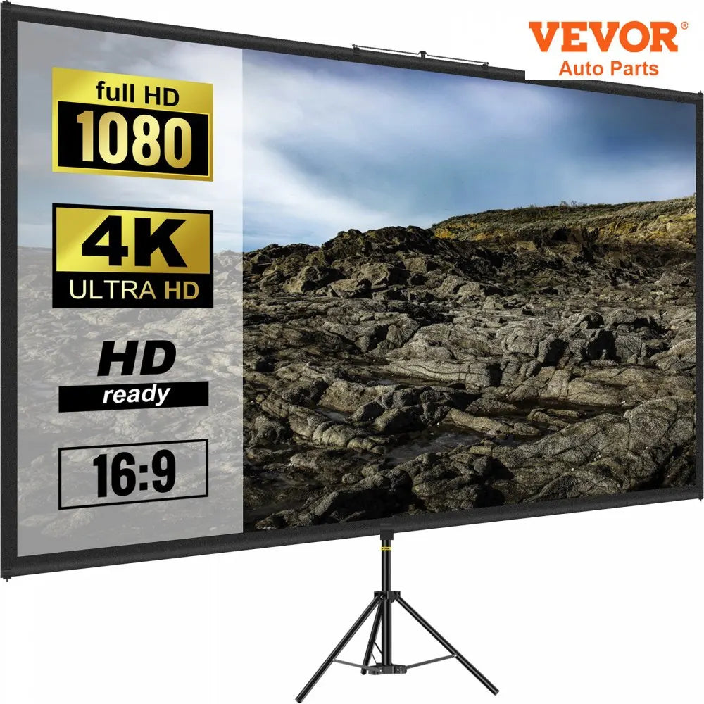 Tripod Projector Screen Stand 60 70 80 90 100 110 Inch 16:9 4K HD Portable Home Cinema for Indoor & Outdoor Projection