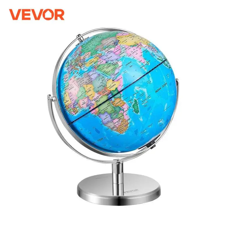 Rotating World Globe with Stand 13 in/330.2 mm Precise Time Zone ABS Material 720° Spinning for Kids Geography Education