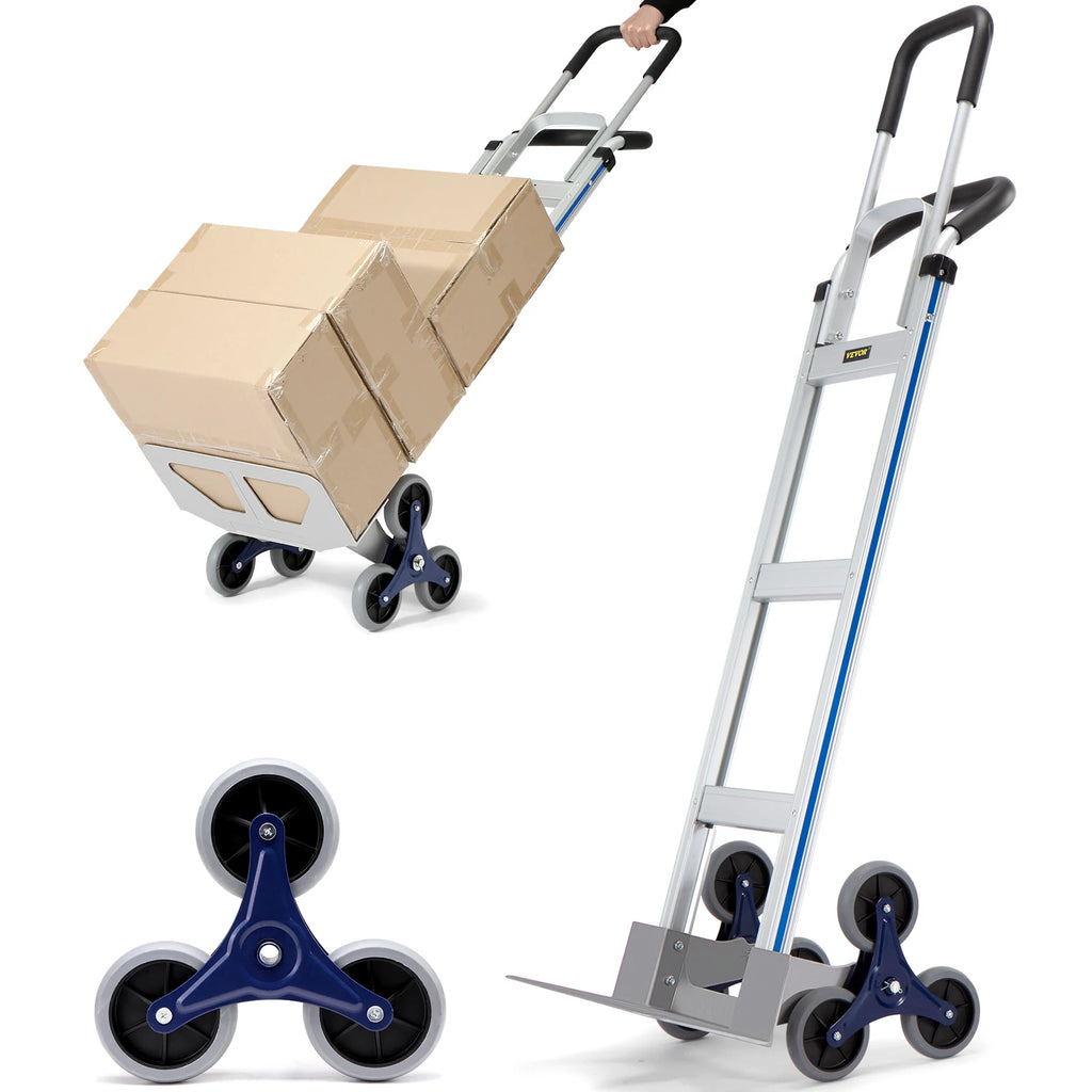 550LBS Stair Climbing Cart Folding Trolley Heavy Duty with Dual Handles Truck Frame for Warehouse Shopping Airport