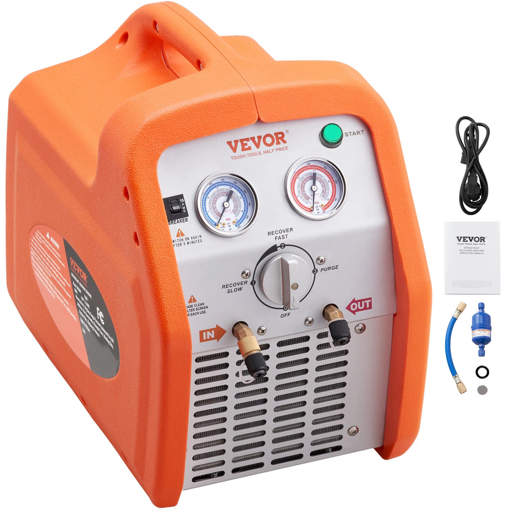 Refrigerant Recovery Machine 220-240V 50Hz Dual Cylinder Portable HVAC Recovery Machine for Vapor Car/Air Conditioning