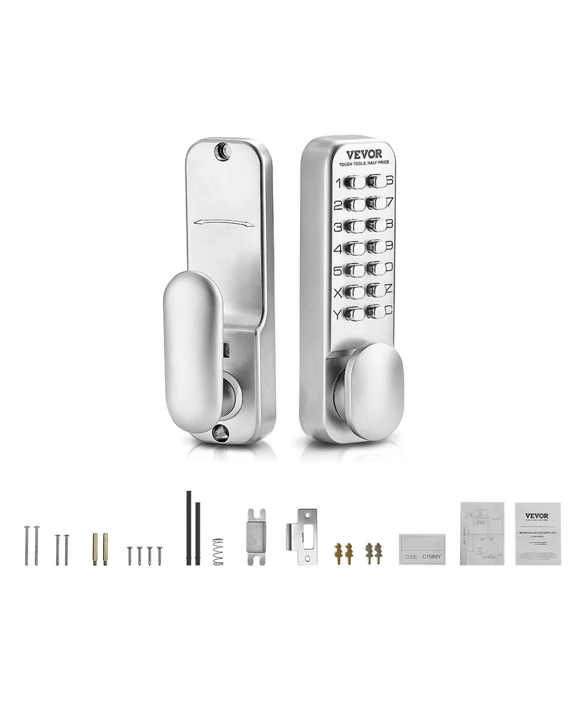 Mechanical Keyless Entry Door Lock 14 Key Mechanical Door Lock Mechanical Keypad Door Knob Single-Side Keyless Gate Lock