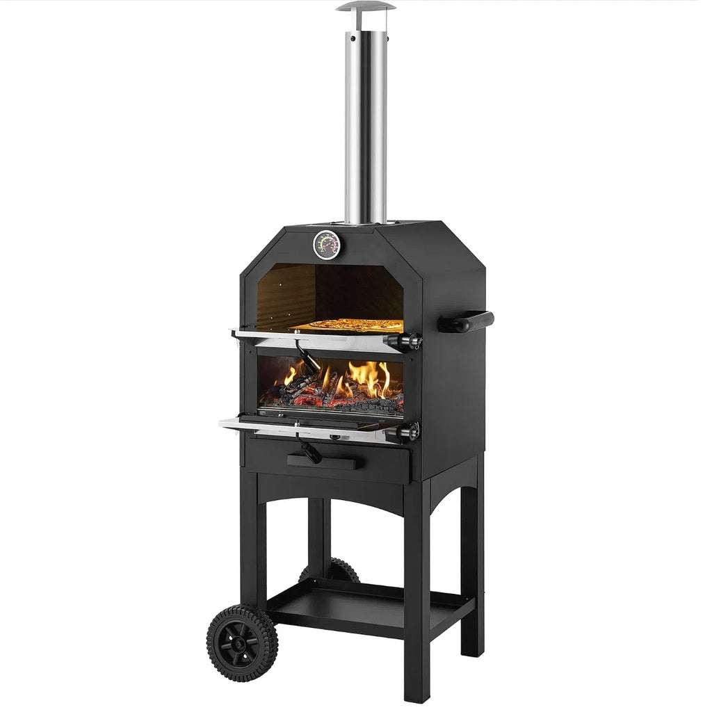 12" Outdoor Pizza Oven Portable Wood Pellet Pizza Oven Baked Paint Camping
