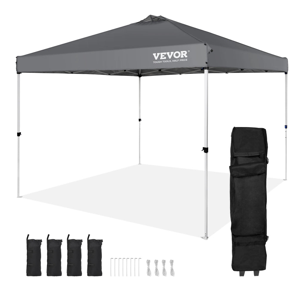 Pop Up Canopy Tent 250D PU Silver Coated Tarp with Portable Roller Bag and 4 Sandbags Waterproof and Sun Shelter Gazebo