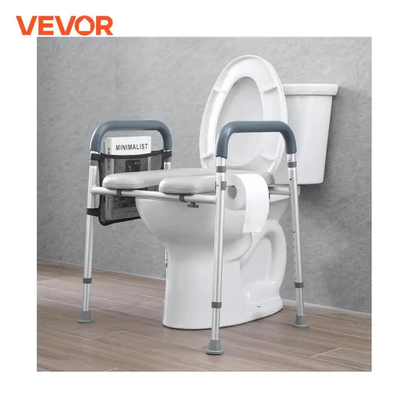 Raised Toilet Seat, 7-Position Height Adjustment 19.3" - 25.2" 350lbs Weight Capacity with Comfort Padded Aluminum Frame