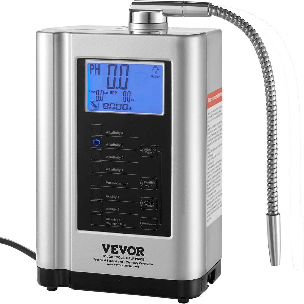 Alkaline Water Ionizer Machine, pH 3.5-10.5 Alkaline Acidic Hydrogen Water Purifier,  Up to -650mV ORP, 8000L Per Filter