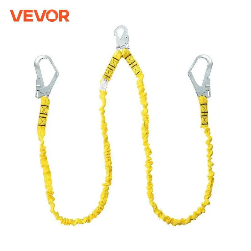 38mm Safety Lanyard 6ft(1.83m) Fall Protection Lanyard Retractable Safety Belt for Outdoor/Indoor Tree Climbing Yellow