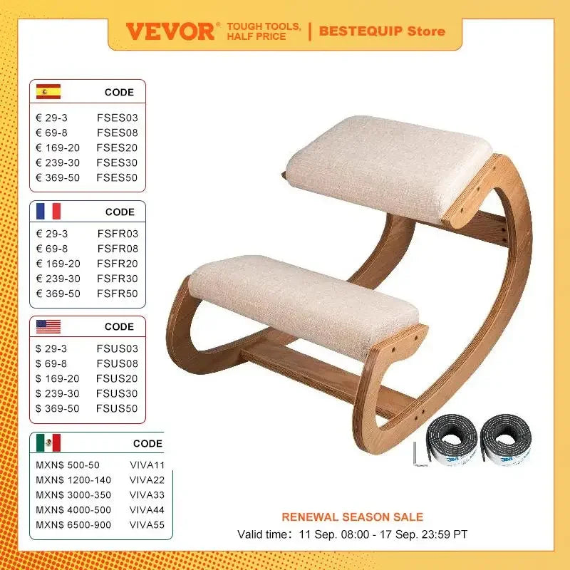Ergonomic Rocking Wooden Kneeling Chair Stool Correct Posture Computer Chair Original Home Office Furniture Thick Cushion