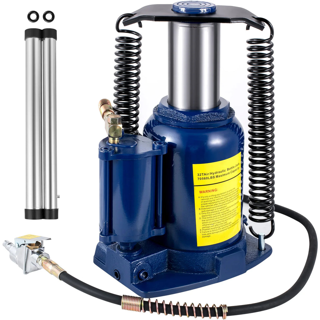 32 Ton/70550lbs Pneumatic Hydraulic Bottle Jack with Manual Hand Pump for Heavy Duty Auto Truck RV Repair Lift