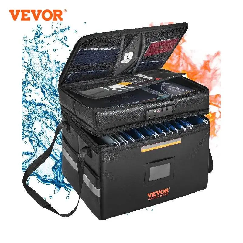 Fireproof Document Bag with Lock 2000℉ 3-layer Fireproof & Waterproof File Box with Zipper for Money Documents Jewelry