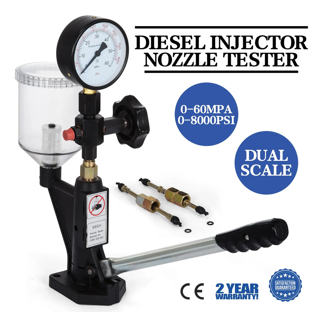 Diesel Fuel Injector Nozzles Tester with Dual Scale Gauge Common Rail Pressure Tester Repair Tool for Automobiles Tractors