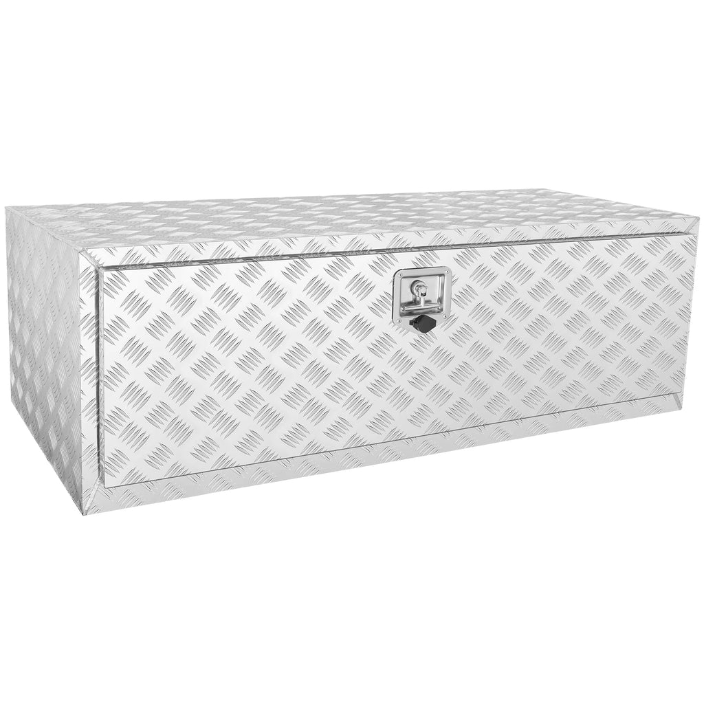 Pickup Storage Box, Heavy Duty Aluminum Diamond Plate Tool Box with Lock and Keys,  for Truck, Van, Trailer