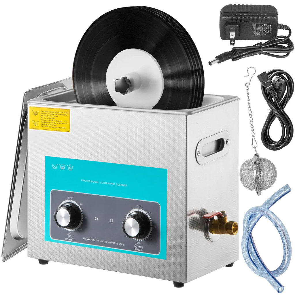 Ultrasonic Vinyl Record Cleaner 6L 40kHz 180W Vinyl Ultrasonic Cleaning Machine Knob Control 8 Records Vinyl Sonic Cleaner