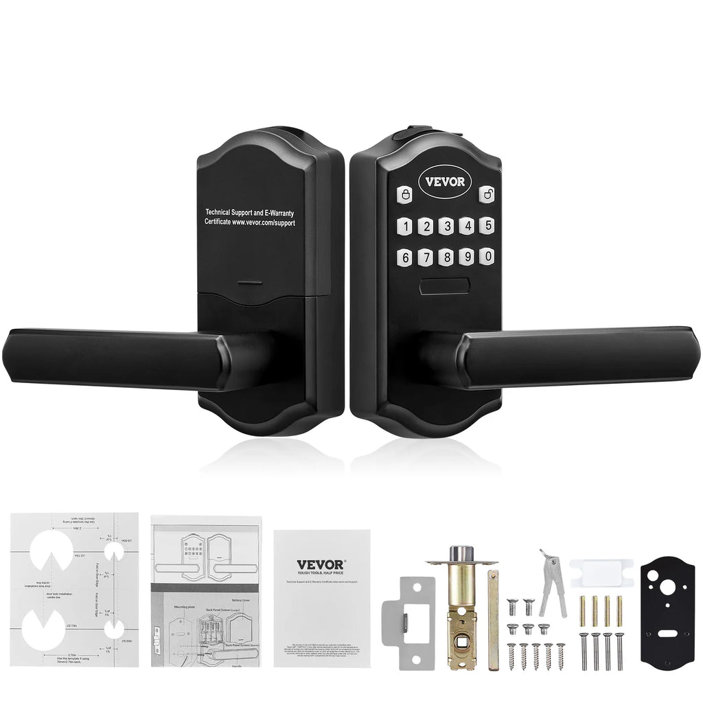 Keyless Entry Door Lock Password and Key Unlock Combination Door Lock Electronic Keypad Entry Lever Auto-Locking Keypad
