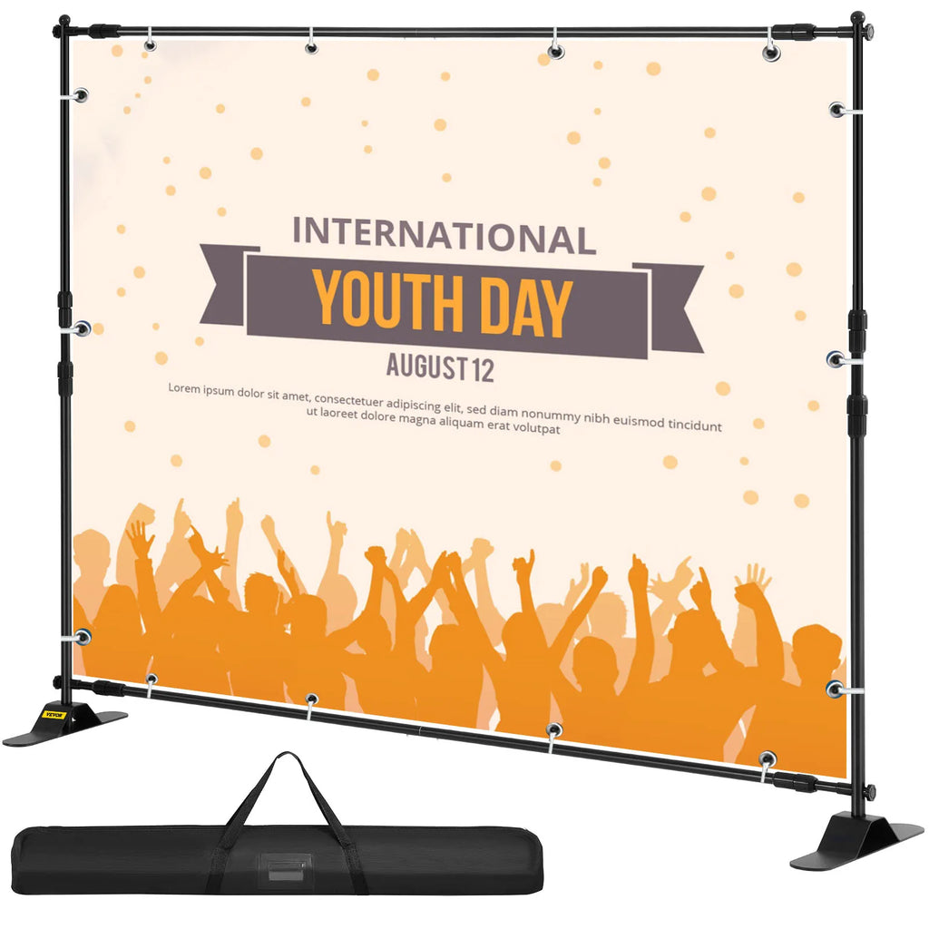 10 x 8 Ft,8 x 8 Ft Backdrop Banner Stand Adjustable Height & Width for Trade Show Wall Exhibitor Photo Booth Background