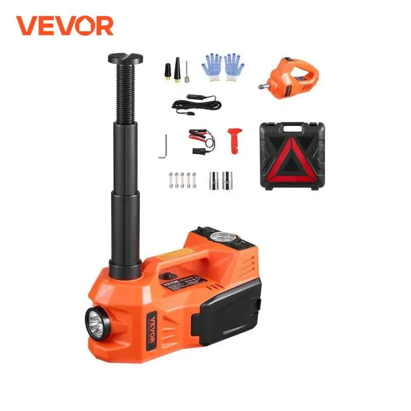 Electric Car Jack, 5T Electric Scissor Jack with Built-In Inflator 12V Tire Changer with  LED Light for Sedan, SUV, Truck