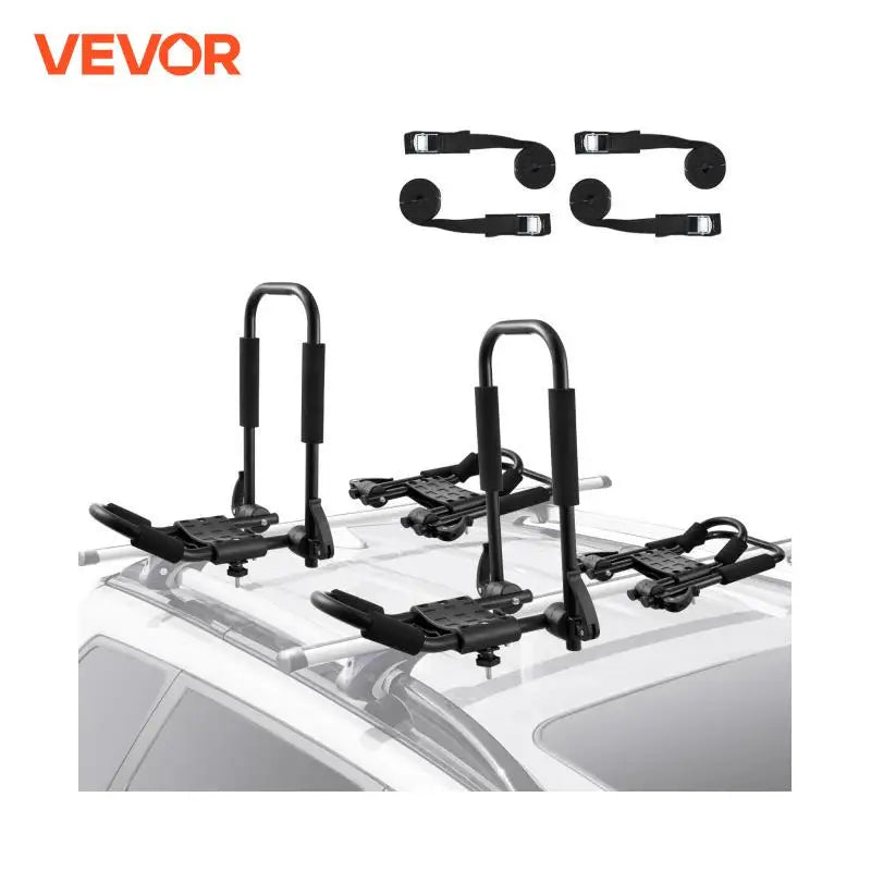 Kayak Roof Rack 2 Pairs J-Bar Soft Roof Rack Quick Folding Top Mount Tie Down Carrier for kayak Surf Board Canoe Ski Board