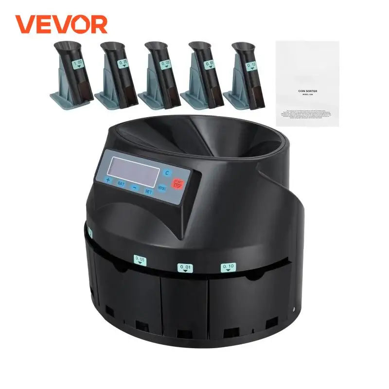 230/300 Coins/Min USD Coin Sorter Counter Professional Electric Automatic Machine LED Display for School Shop Bank Black