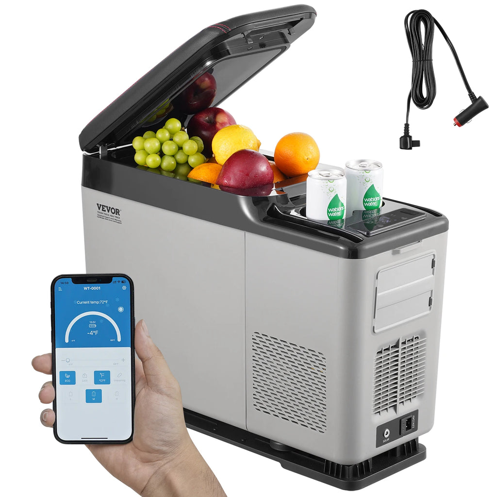 12V Car Armrest Refrigerator Fridge, 15 L Single Zone Freezer, 12/24V DC and 100-240V AC Compressor Cooler for Outdoor