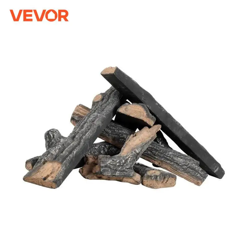 8Pcs Oak Logs Gas Fireplace Ceramic Logs for Fire place Heat-Resistant Wood Log Gas Realistic Logs Stackable Wood Branches