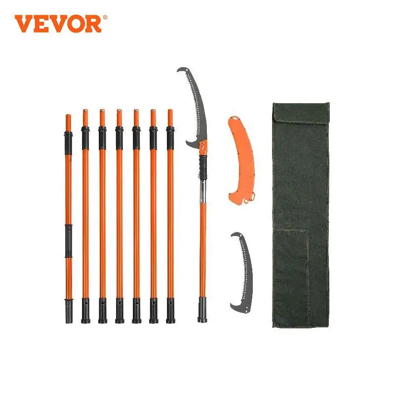 Manual Pole Saw Extendable Tree Pruner Sharp Steel Blade for High Branches Trimming with Lightweight Aluminum Alloy Handle