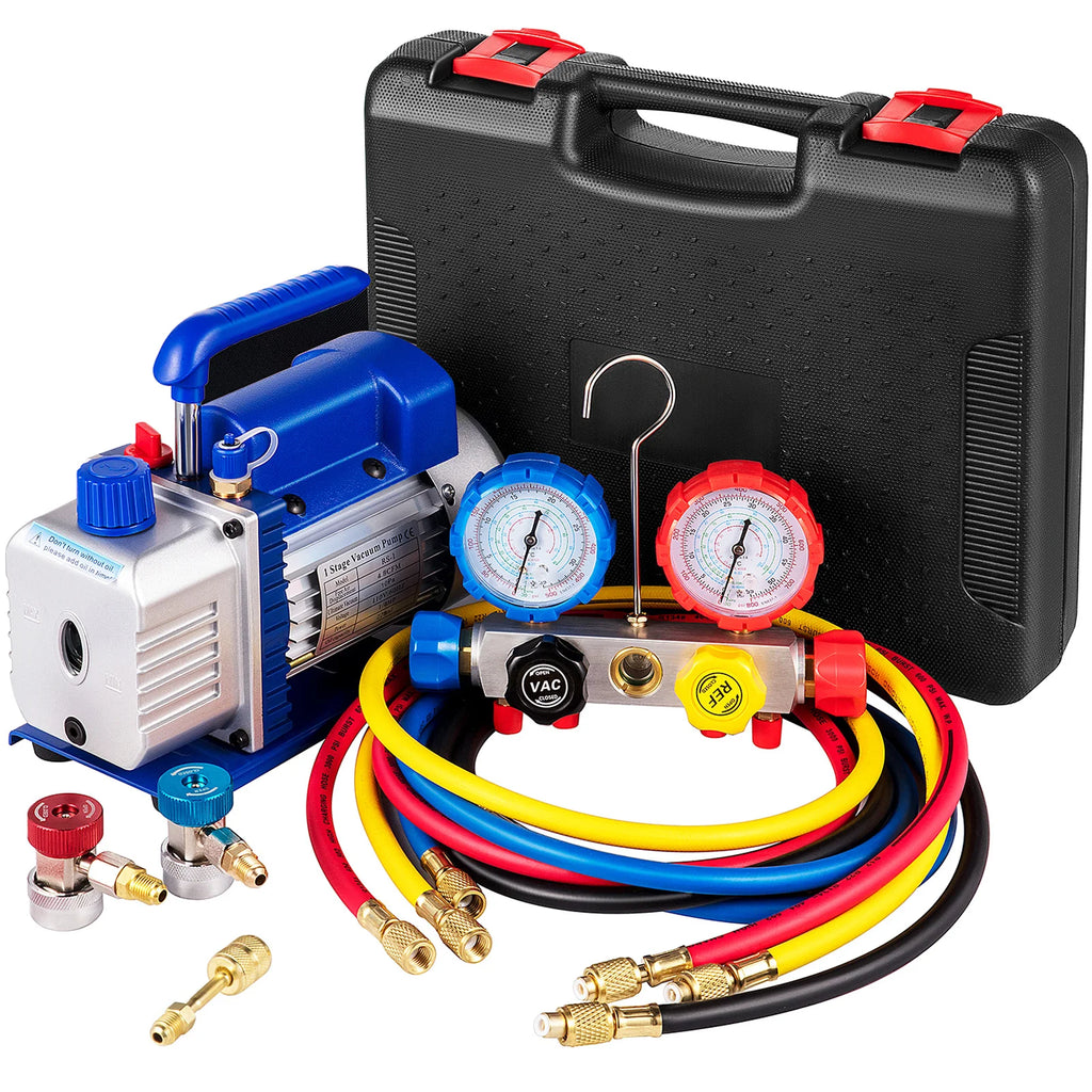 AC Gauge Set 3 Way AC Manifold Gauge Set for R134A, R22, R12, R502 Refrigerant Works on Car Freon Charging and Evacuation