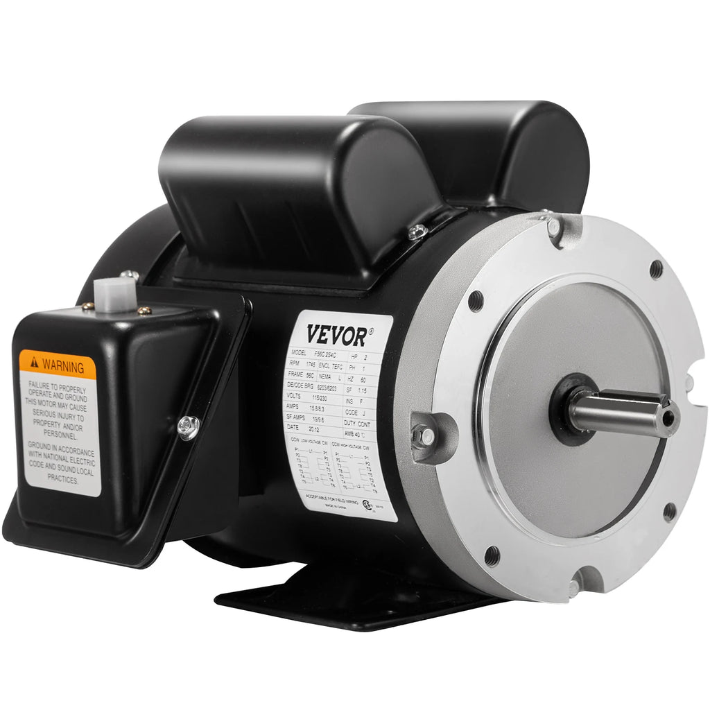 Electric Compressor Motor 1.5 HP 56C Frame Single Phase Electric Motor 1725 RPM Rated Speed 115V 230V 5/8 Inch Keyed Shaft