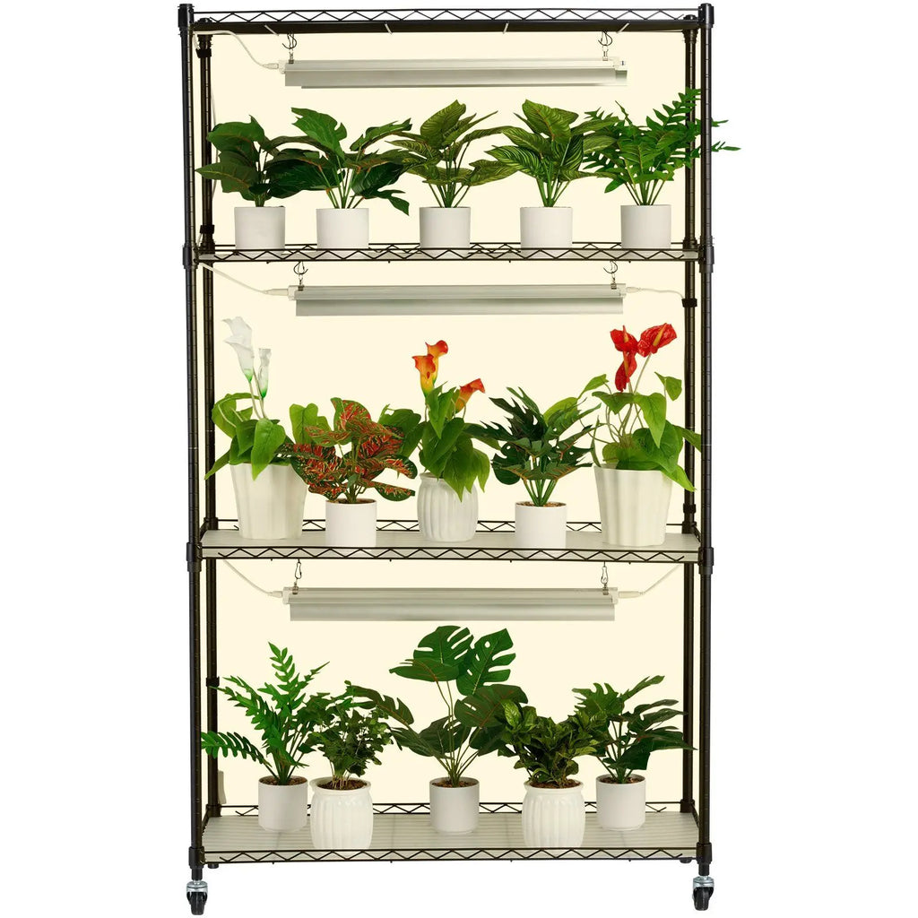 Plant Stand with Grow Lights 4 Tiers 72W 59" Tall Plant Grow Shelf