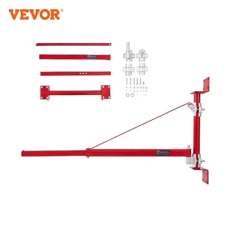 Electric Hoist Support Arm Swing Holder with Pole Steel Hoist Frame 180° Scaffold Winch Lifting Arm for Workshop Garage