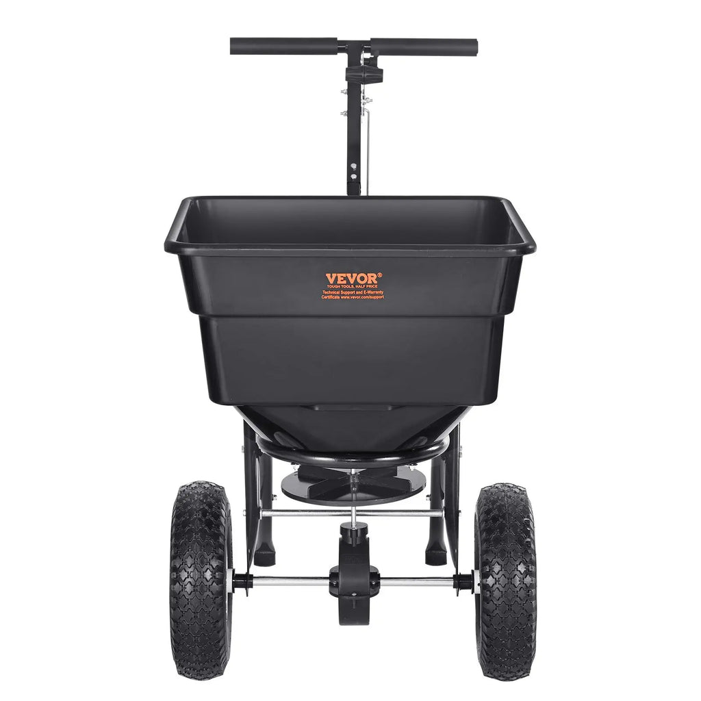 Broadcast Spreader, 100 LB Walk-Behind Turf Spreader with 12" Wheels, Steel Push Fertilizer Spreader, Garden Seeder, and S