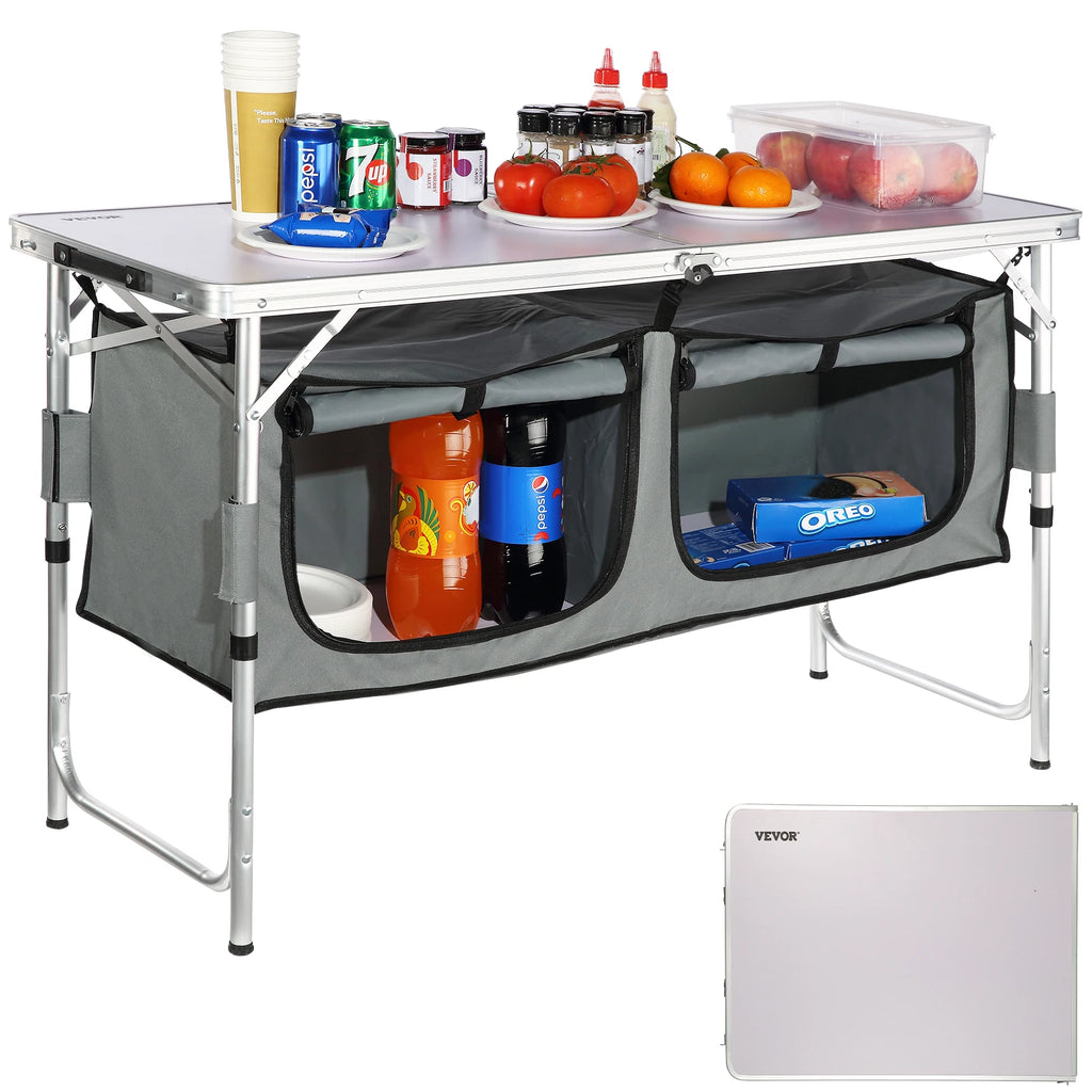 Camping Kitchen Table, Quick set-up Folding Camping Table  MDF Camping Table for Outdoor Picnics BBQs Camping RV Traveling