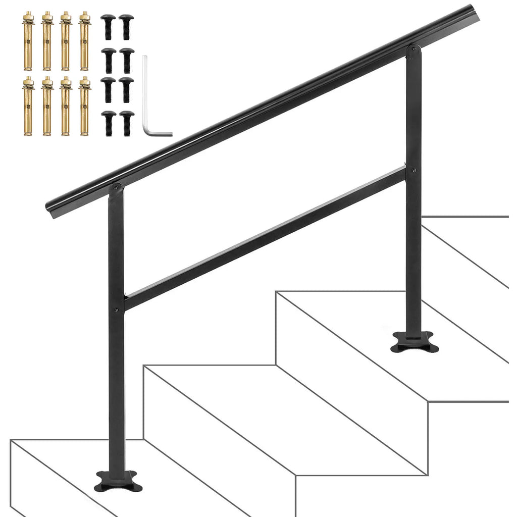 Outdoor Stairs Handrail Step Handrail Railing Fit 3-4 Steps Adjustable from 0 to 30 Degrees Handrail Stairs Railing Kits