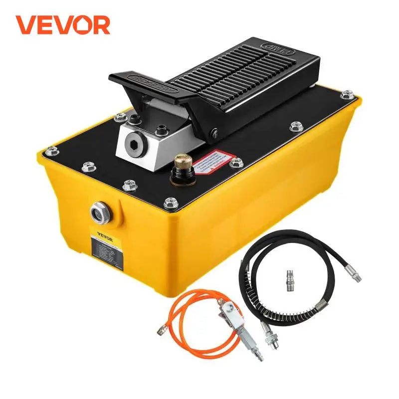 2.3L Fuel Tank 10000 PSI Air Hydraulic Foot Pump Single Acting with 200cm Oil Pipe & Spray Gun for Auto Repair Oil Rigging