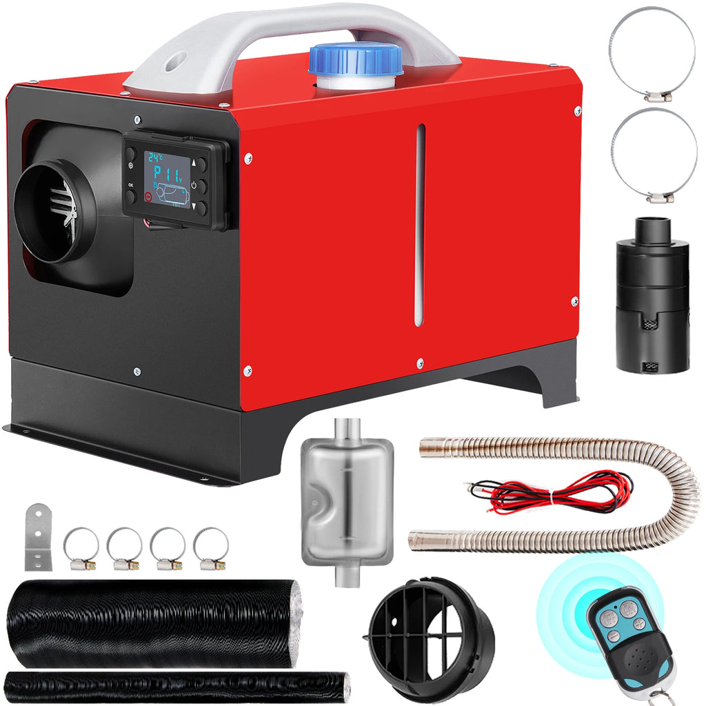 Diesel Air Heater 5KW 12V Parking Heater Single Outlet Hole Black LCD Remote Control For RV Truck, Boat, Bus, Car Trailer