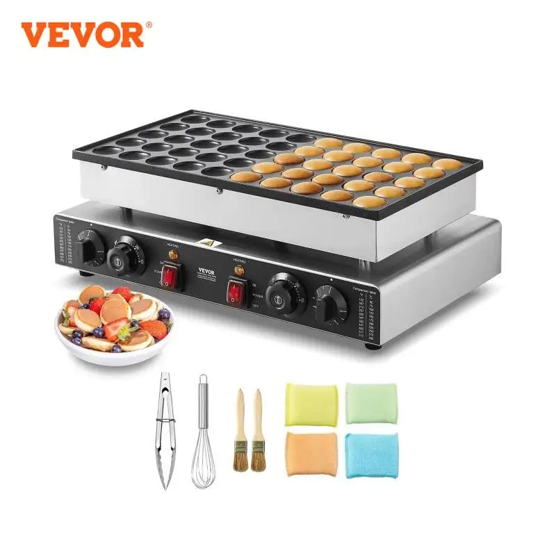 50Pcs Mini Dutch Pancake Maker Dorayaki Baker Machine Commercial Non-stick Waffle Maker Dual Temp & Time Control
