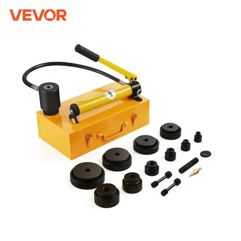 15Ton Hydraulic Knockout Punch Driver Kit 1/2"-4" w/ 10 Dies Carbon Steel Sheet Hole Opener Repair Tool Manuel Hole Digger