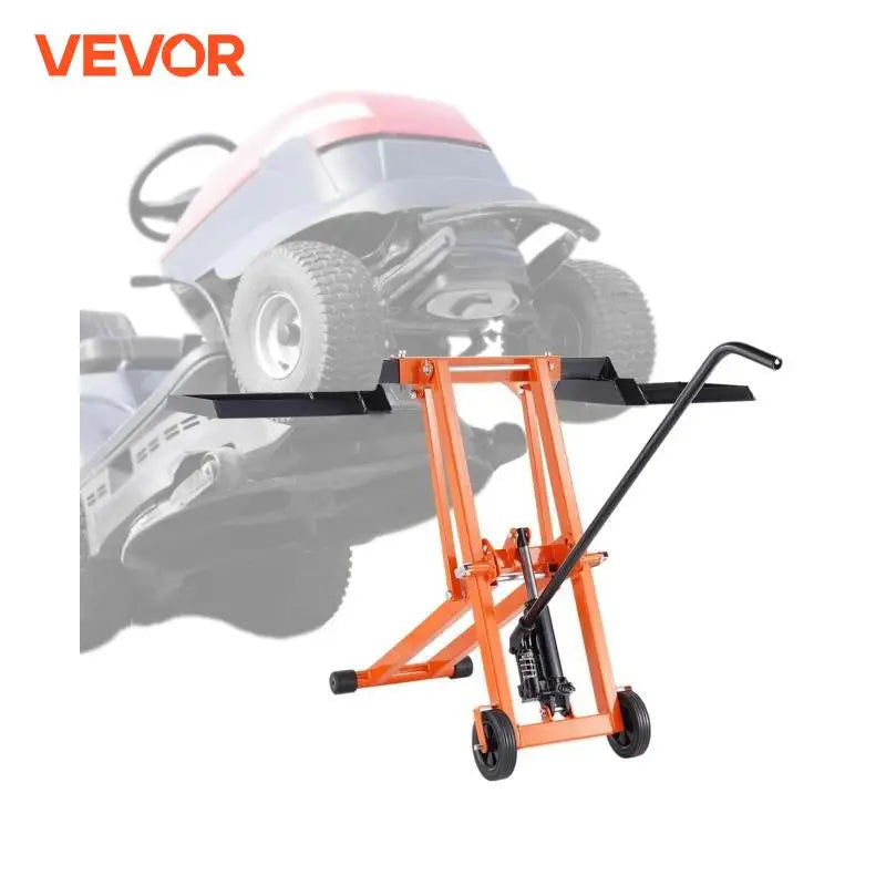 Lawn Mower Lift with Hydraulic/Threaded jack, 500/880 Lbs Adjustable Movable Lawn Lifter for Lawn Mower and Garden Tractor