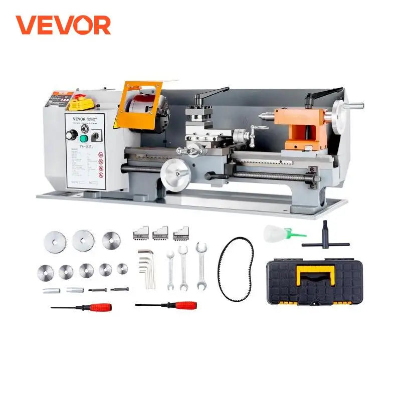 Metal Lathe Machine 7'' x 13.78'' 0-2200 RPM Continuously Variable Speed 500W with Tool Box for Processing Precision Parts