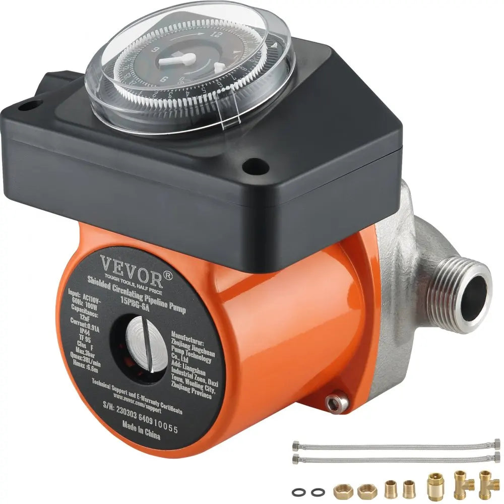 Hot Water Circulation Pump100W Circulator Pump DN20 Inlet/Outlet DN15 Adapter
