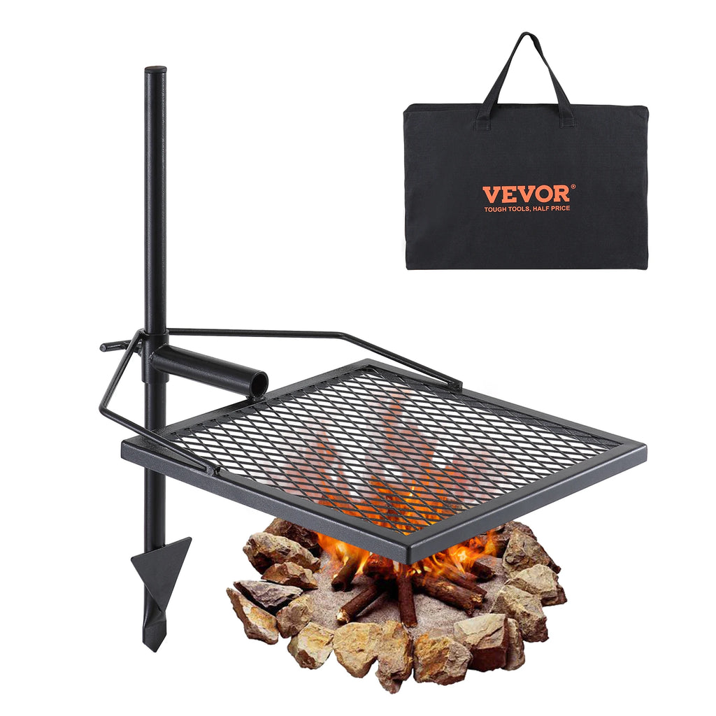 Swivel Campfire Grill, Portable Fire Pit Grill Grate,360° Adjustable Open Fire Outdoor Cooking Equipment, for Camping BBQ