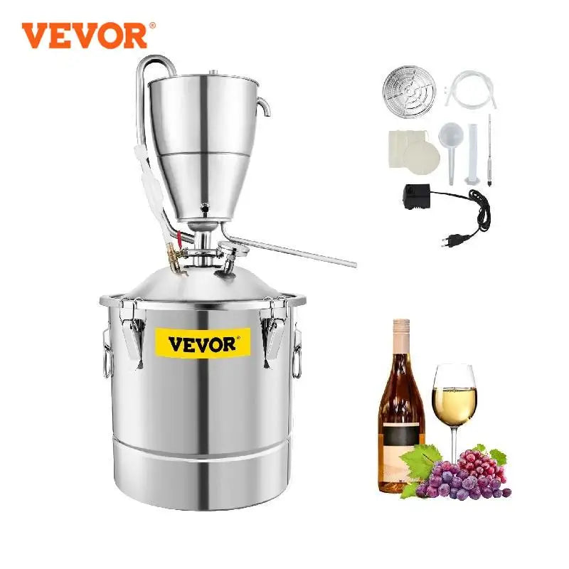 30L Water Alcohol Distiller Stainless Steel DIY Moonshine Equipment for Whisky Wine Beer Spirits Still Home Brewing Kit