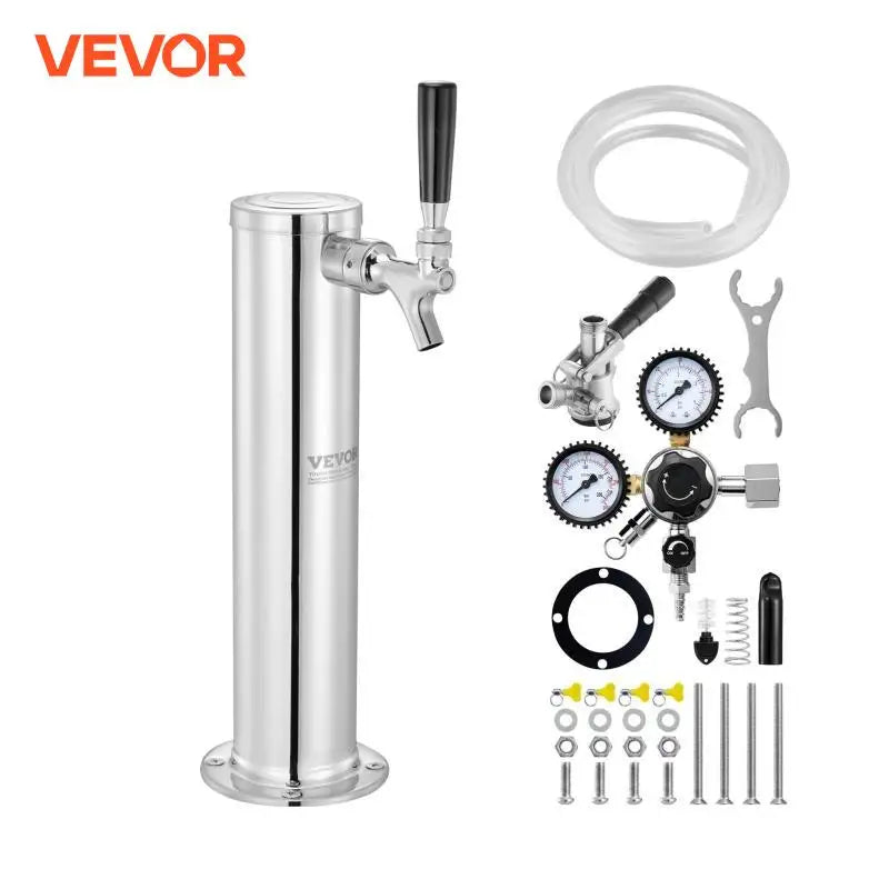 Kegerator Tower Kit Single Tap Beer Conversion Kit Stainless Steel Keg Beer Tower Dispenser Selfclosing for Party Bar Home