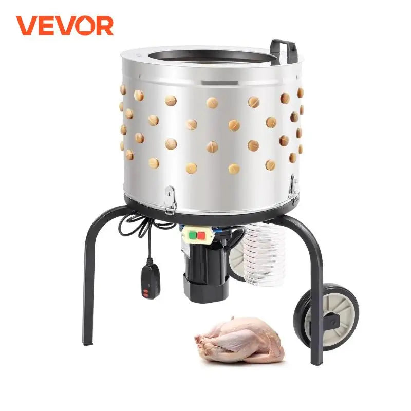 Chicken Plucker Machine 20inch Diameter Stainless Steel Drum 108 Soft Fingers 500W Poultry Plucking Debris Collection