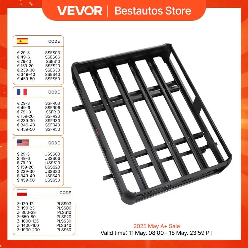 Universal 64x40 In Basket Roof Rack Roof Basket Aluminum Roof Mounted Cargo Rack with Bar XL-B for Car Top Luggage Holder