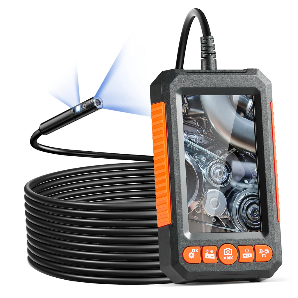 Endoscope Camera with Light Dual Lens Industrial Borescope 4.3" Screen 1080P Inspection Camera for Auto, Plumbing