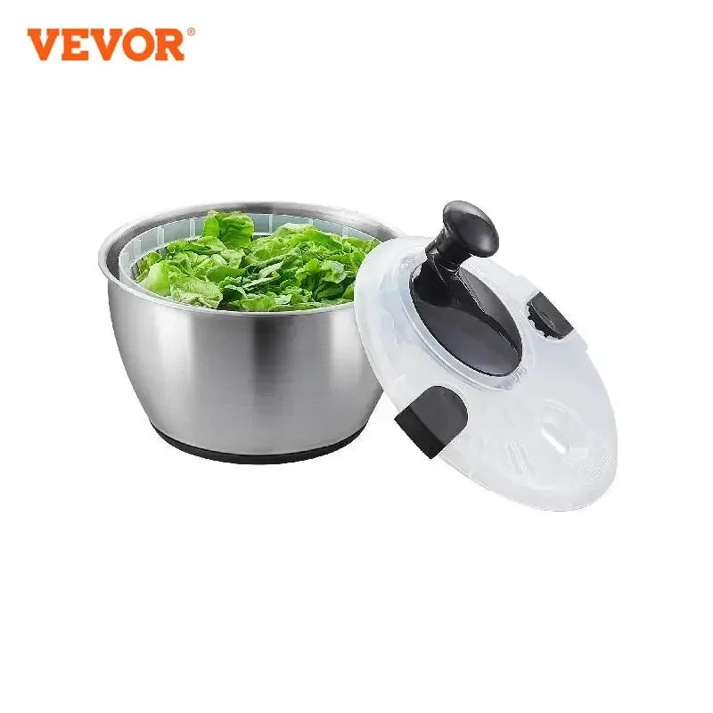 Salad Spinner 4.75Qt One-handed Stainless Steel Easy Press Large Vegetable Dryer Washer for Greens Herbs Berries Fruits